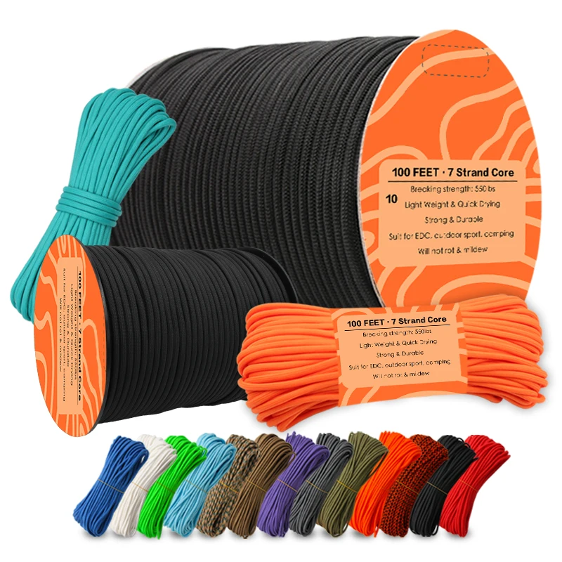 Baiyuheng Custom High Quality Nylon Braided Rope 3mm 4mm 5mm 6mm 7mm Paracord 1000 ft outdoor climbing working rope