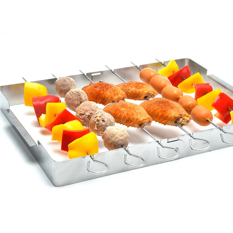 Лидер продаж Amazon, аксессуары для барбекю, Шпажки для барбекю из нержавеющей стали с полками