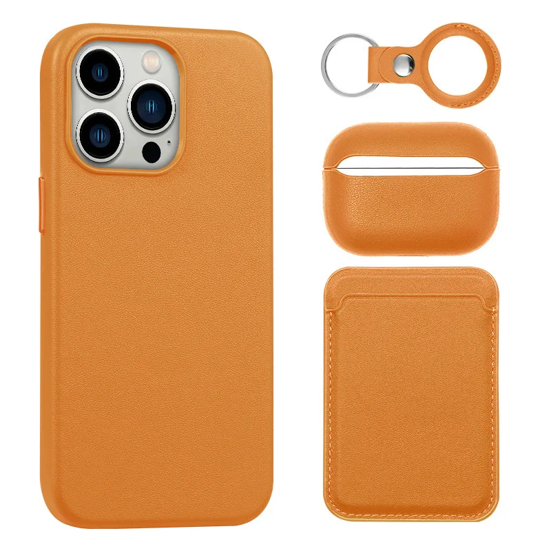 Leather Phone Cases For iPhone 14 13 Pro Max Leather Magnetic Wallets Card Holders Protective Case For Airpods Pro 2 For Airtag