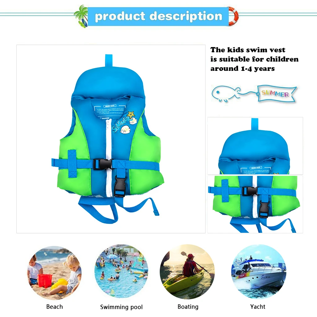 Ready to ship Great for Children to Learn Swimming Kids Neoprene Life Jacket