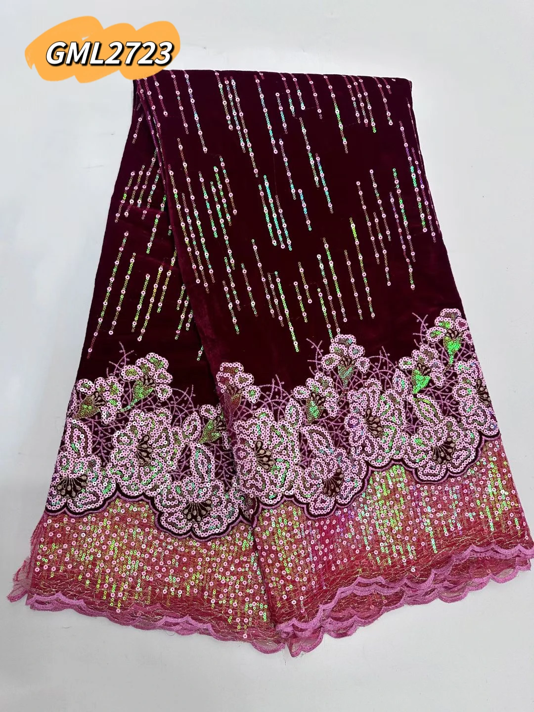 inmyshop 2023 African Sequins Velvet Lace Soft with beads High Quality Stretch Embroidery Nigerian Lace For Bridal Dress Made