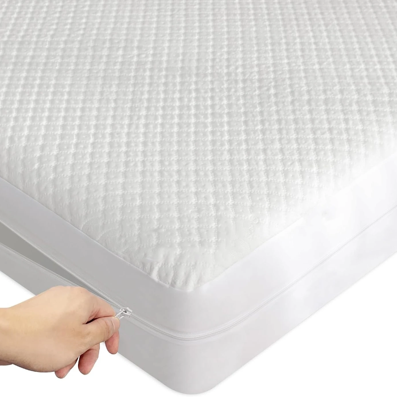 skin-friendly bamboo 3D air layer zippered fitted sheet 100% waterproof mattress protector