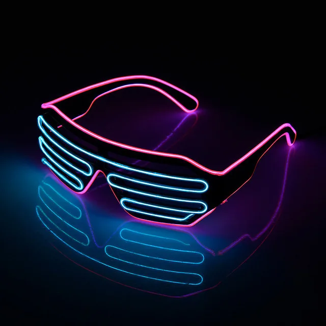 Light Up Shutter El Wires for Neon Rave Glasses Glow Flashing colorful Plastic Rechargeable El USB led wedding Glasses