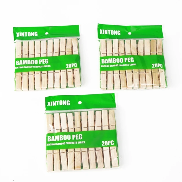 Natural High Quality Bamboo Multifunction Coffee Clip Wooden Peg And Laundry In Pack