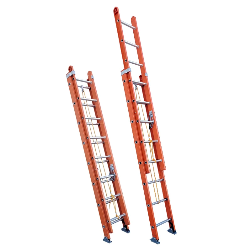 Weiken 2x16 Building Fiberglass Sliding Industrial Ladder Extension Ladder Fire Escape Rope Ladders 32ft