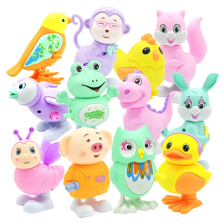dropshipping Good Price of China Cartoon Animals Wind Up Toys Cheap Plastic Clockwork Mechanical Wind Up Swing Toy for Kids
