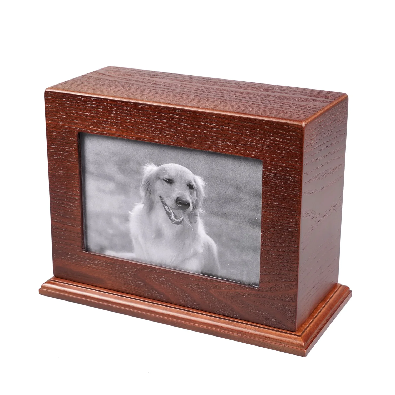ODM/ OEM Funeral Supplies Pet Custom Wooden Urn Photo Frame Natural Wood Animal Cinerary Box For Ashes
