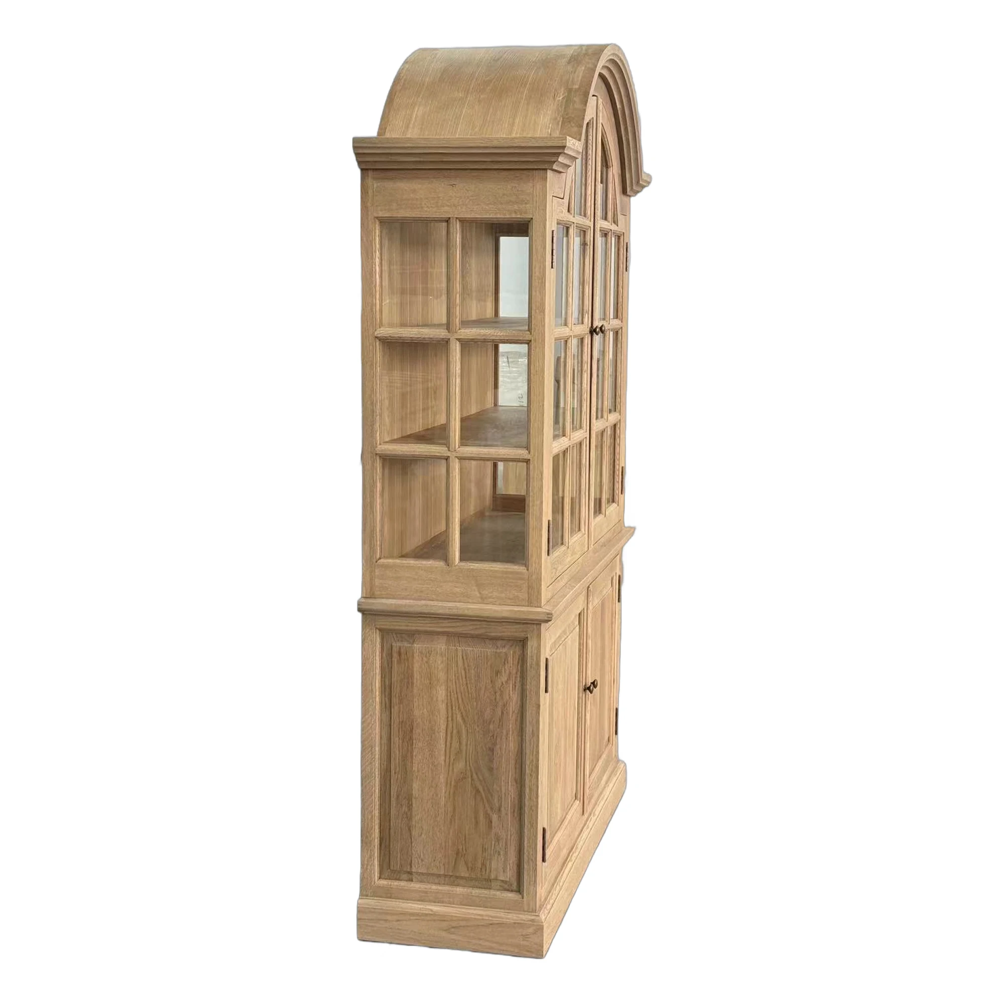 HL904 French Style Home Furniture Solid Oak Wood Dining Cabinet Hutch Glass Cabinet For Kitchen