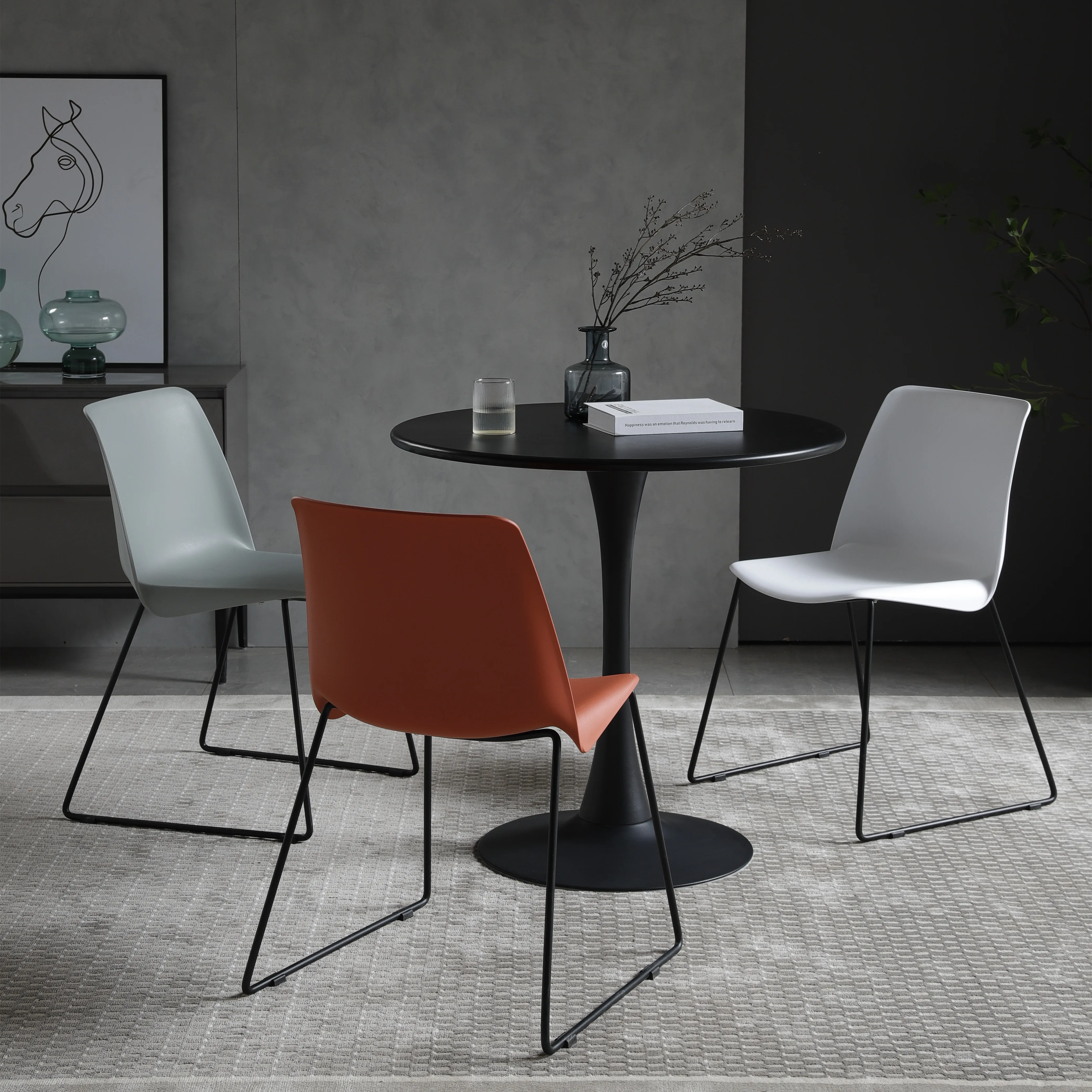 Factory New Design Modern Home Furniture metal legs Plastic Dining Chair