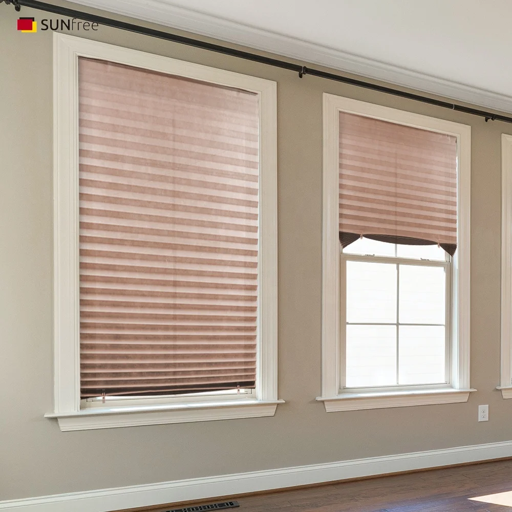 Easy Fix Temporary Non-Woven Pleated Blind Adhesive Paper Plisse Curtain Blind With Clips