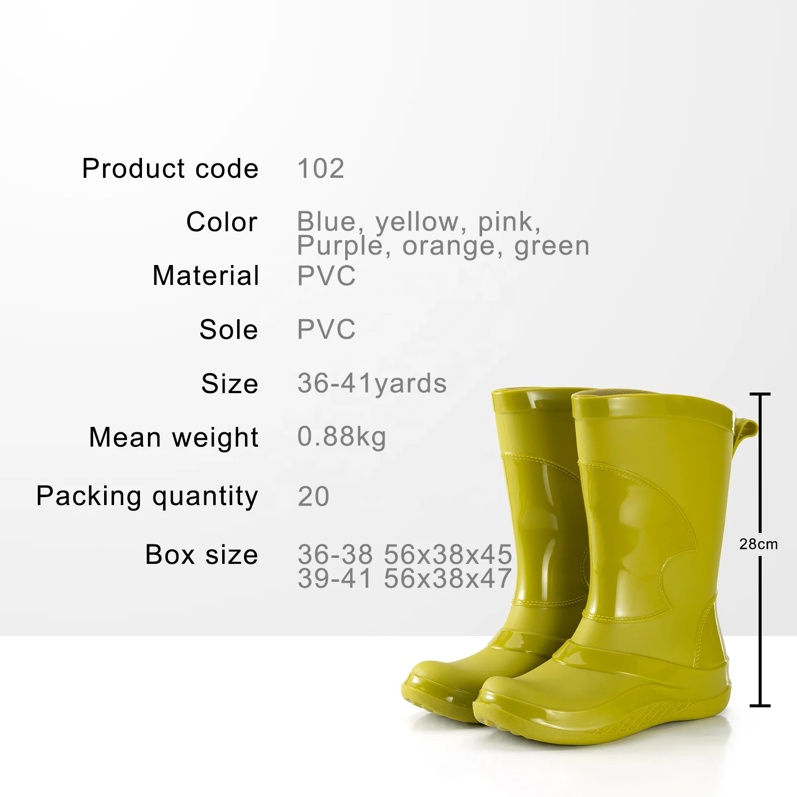 Adult Women PVC Waterproof Work Garden Rain Boots