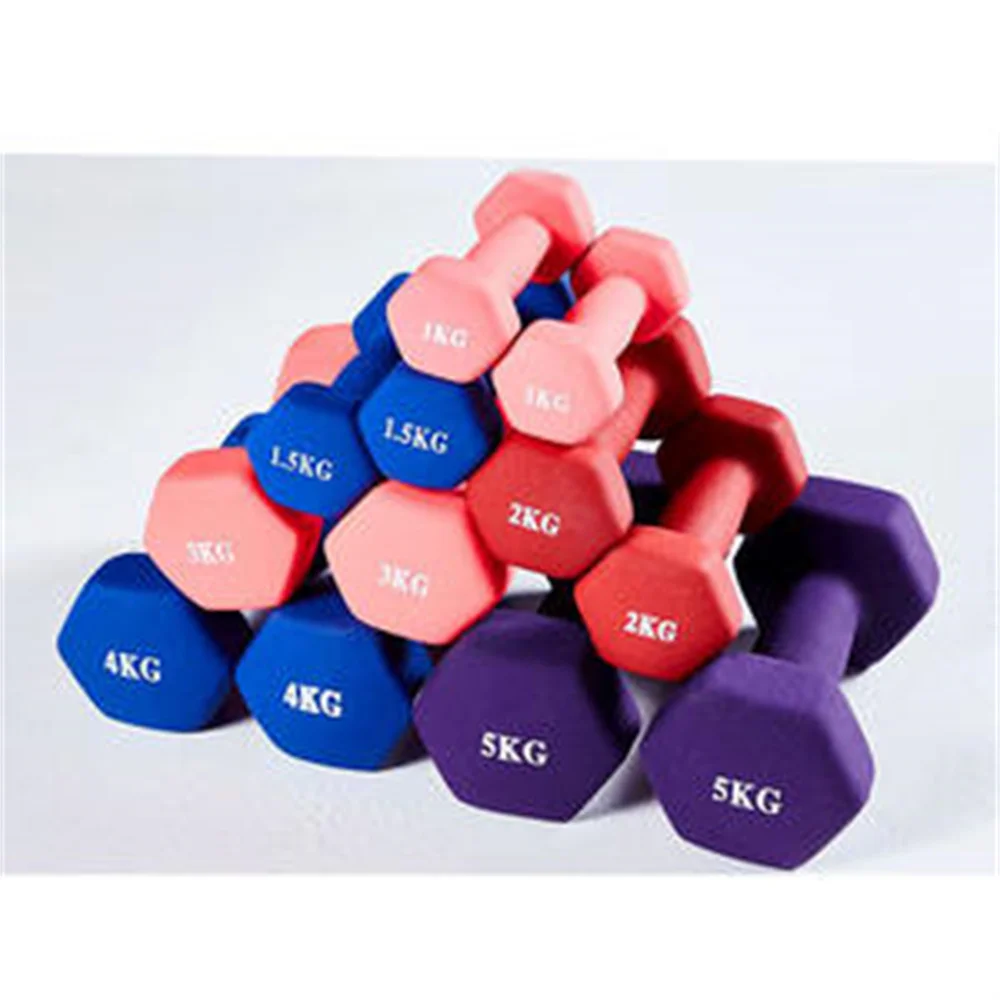 5 Pound Rubber Coated Dumbbells 20KG color custom Free Weights 15KG Hexagonal Dumbbell Set for Gym Use
