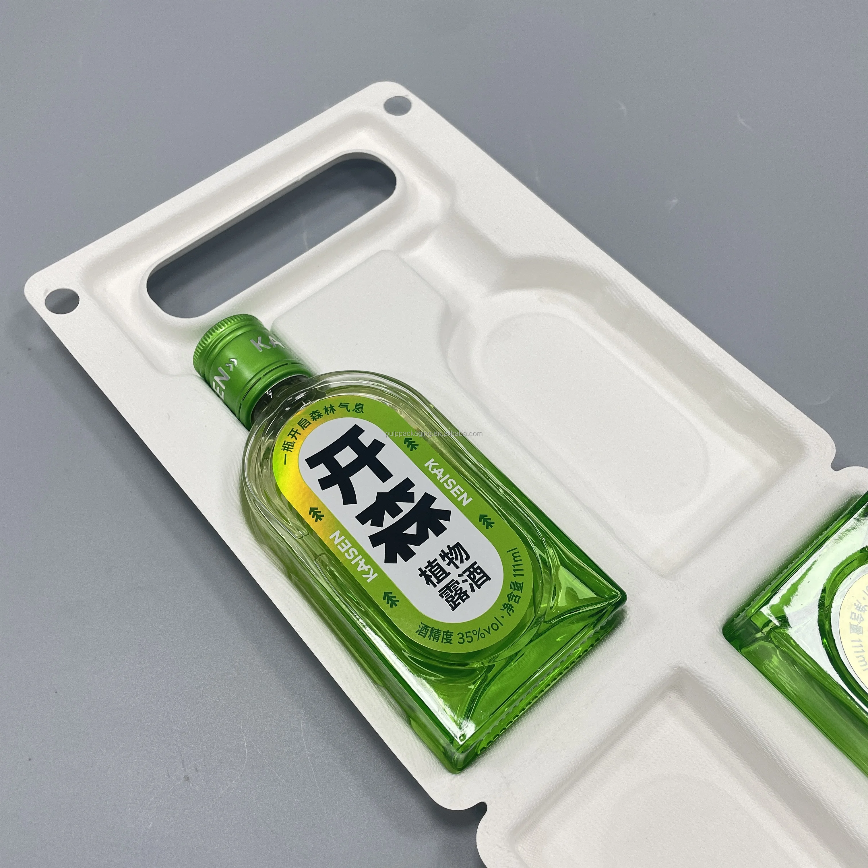 OEM Eco-friendly Pulp Molded Fiber Custom Packaging Bottle Transport Protective Packaging Tray  Factory