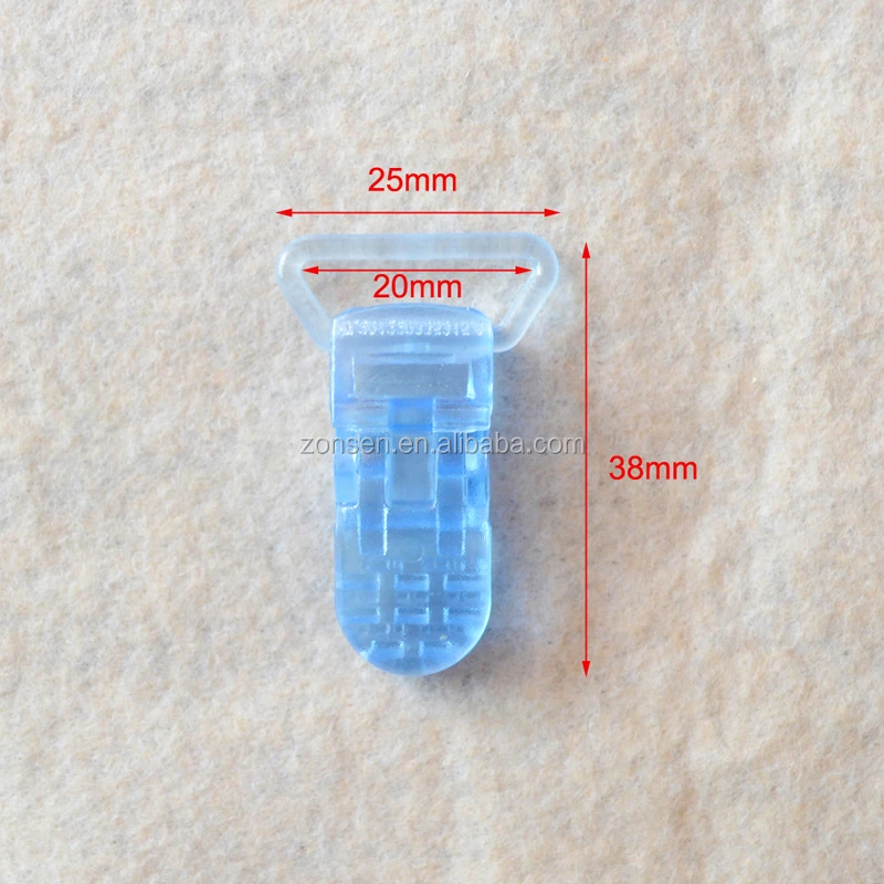Wholesale 20MM T Shape Clear Plastic Clips Transparent Colored Baby Teether Plastic Pacifier Chain Clip
