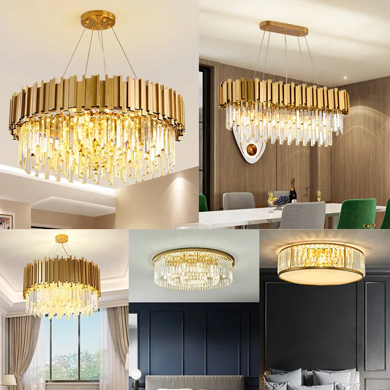 CE ROHS good crystal chandelier lighting modern pendant lamps hotel living room luxury gold k9 crystal chandelier