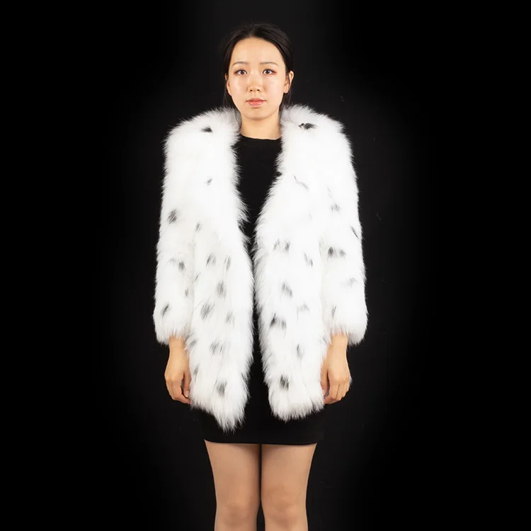 new fashion autumn winter knitted women coat with fur collar real fur overcoat