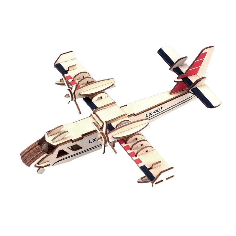 Hot Selling High Quality Laser Cut Wooden Jigsaw Puzzle Educational DIY Cartoon Model Assemble Toy for Kids Inspired by Fighter