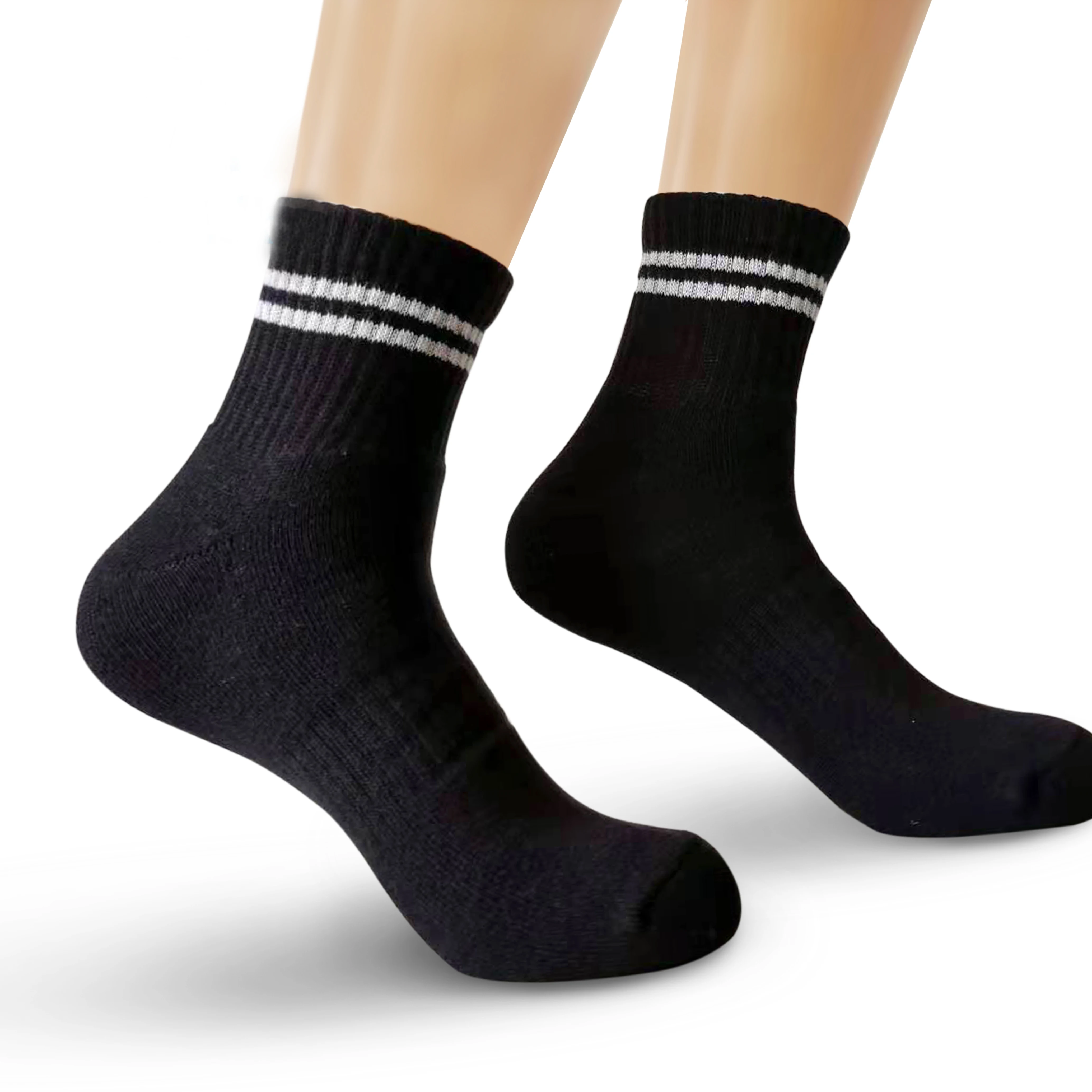 
 AJ20112 Пользовательский логотип, черные базовые мужские спортивные полосы, хлопковая подушка для ног, старые Школьные носки Varsity  