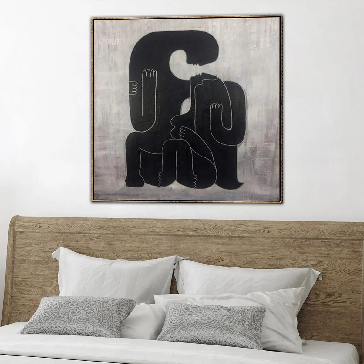 Oversized Creative Black And White Painting nude beauty Modern Abstract Human Artwork Contemporary Wall Art decor love forever