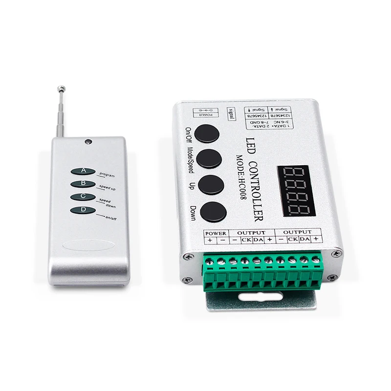 Программируемый светодиодный пиксельный контроллер 5 В 12 24 HC008 4 клавиши rgb RF пульт дистанционного управления 2048 пикселей ucs1903 ws2811