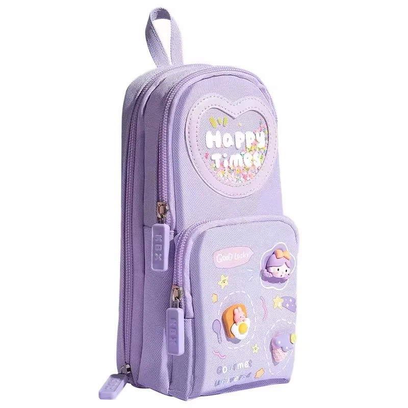 Three-layer Schoolbag Pen Bag Large Capacity Storage Portable Waterproof Cute Cartoon Pencil case