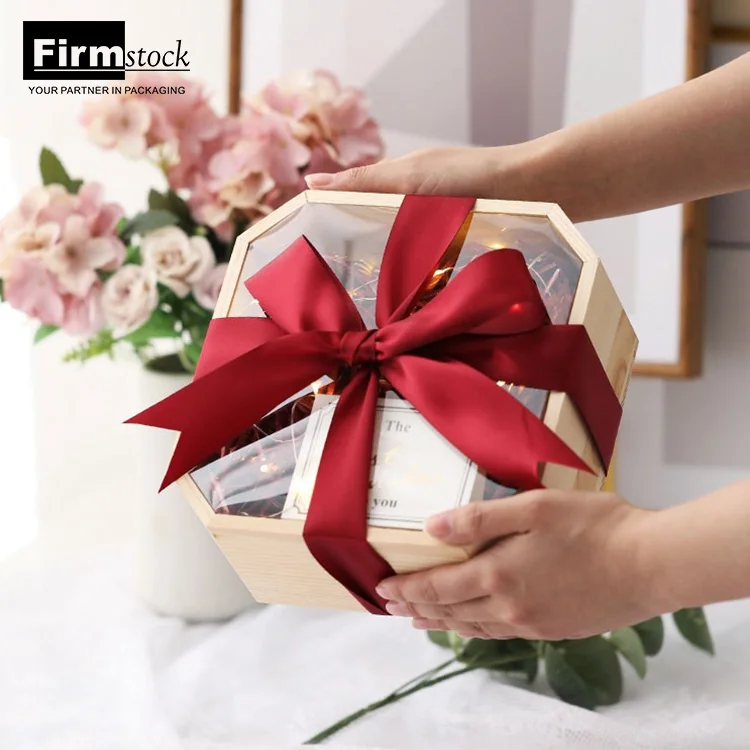 Candle Packaging Box Wood Gift Perfume Empty Wooden Sample Bottle Transparent Ribbon Soap Boxes