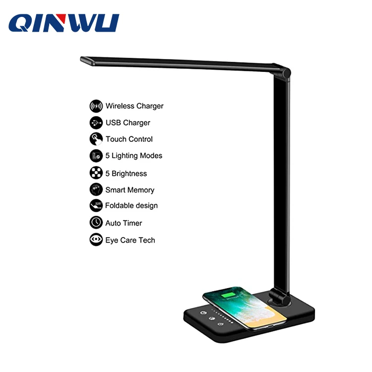 
Chinese factory portable luminaire lamps slide dimming modern desk led table lamp with adapter 