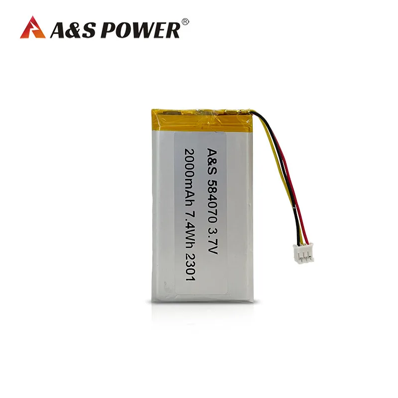 Factory Direct Sales 584070 3.7v 2000mah Rechargeable  Lithium Polymer Battery With UL2054/CB/KC/CE Certificates