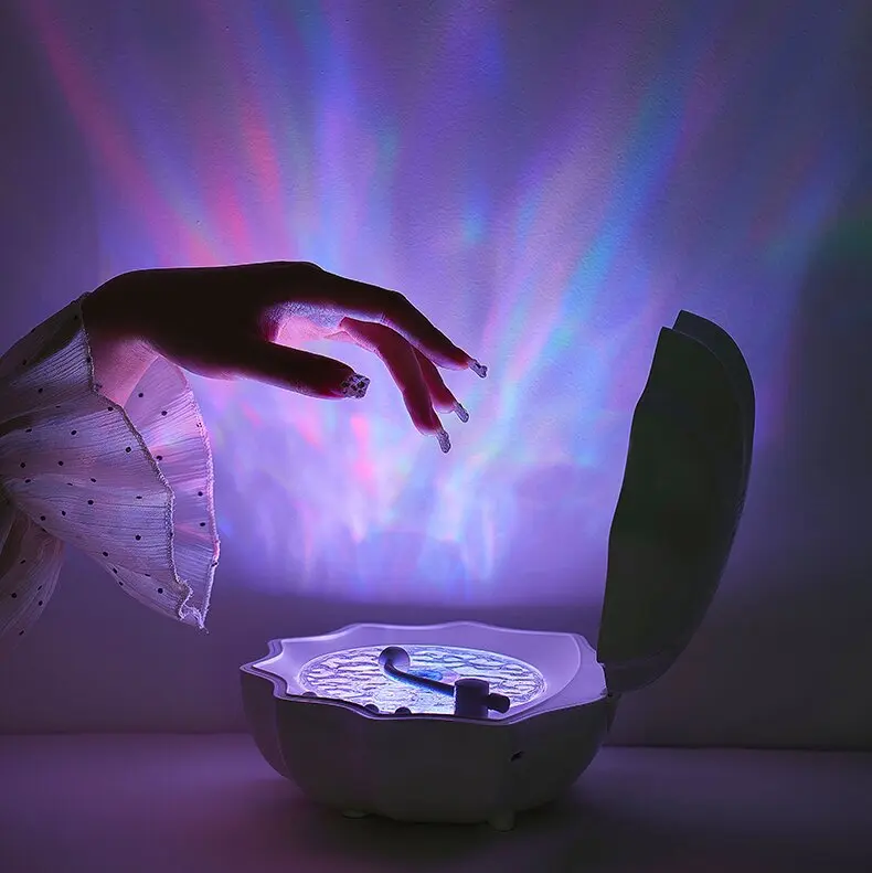 Wireless Portable Shell Shape Speaker with LED Projector Light New Arrival Promotional Home Outdoor Travel Gift Bedroom