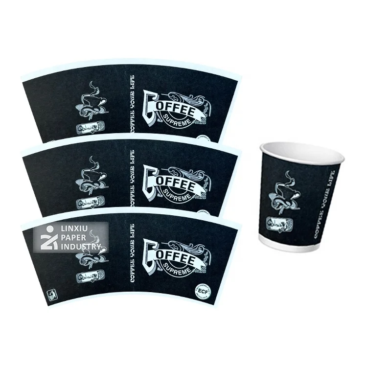 Disposable Food Grade Single Side Design Printed Paper Cup Fan for 12oz Coffee Paper Cups making