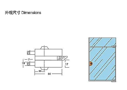 KG-05S Glass to wall door lock double side open lock with key stainless steel glass door lock