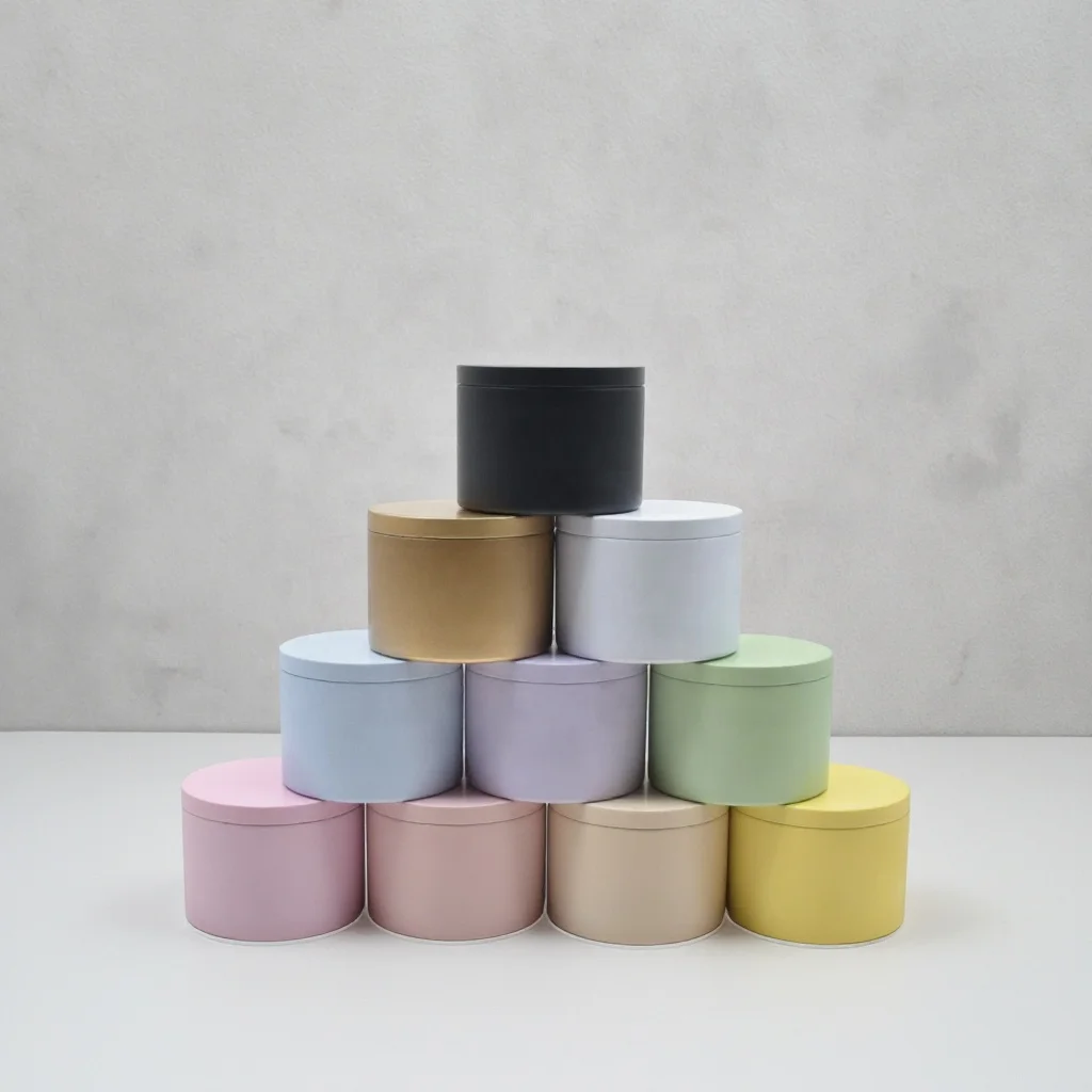 Custom 8oz round Metal Tinplate Candle Containers Empty Black Gold 2025 Tin Can Box for Craft Gift Tea Candy Cookie Jar