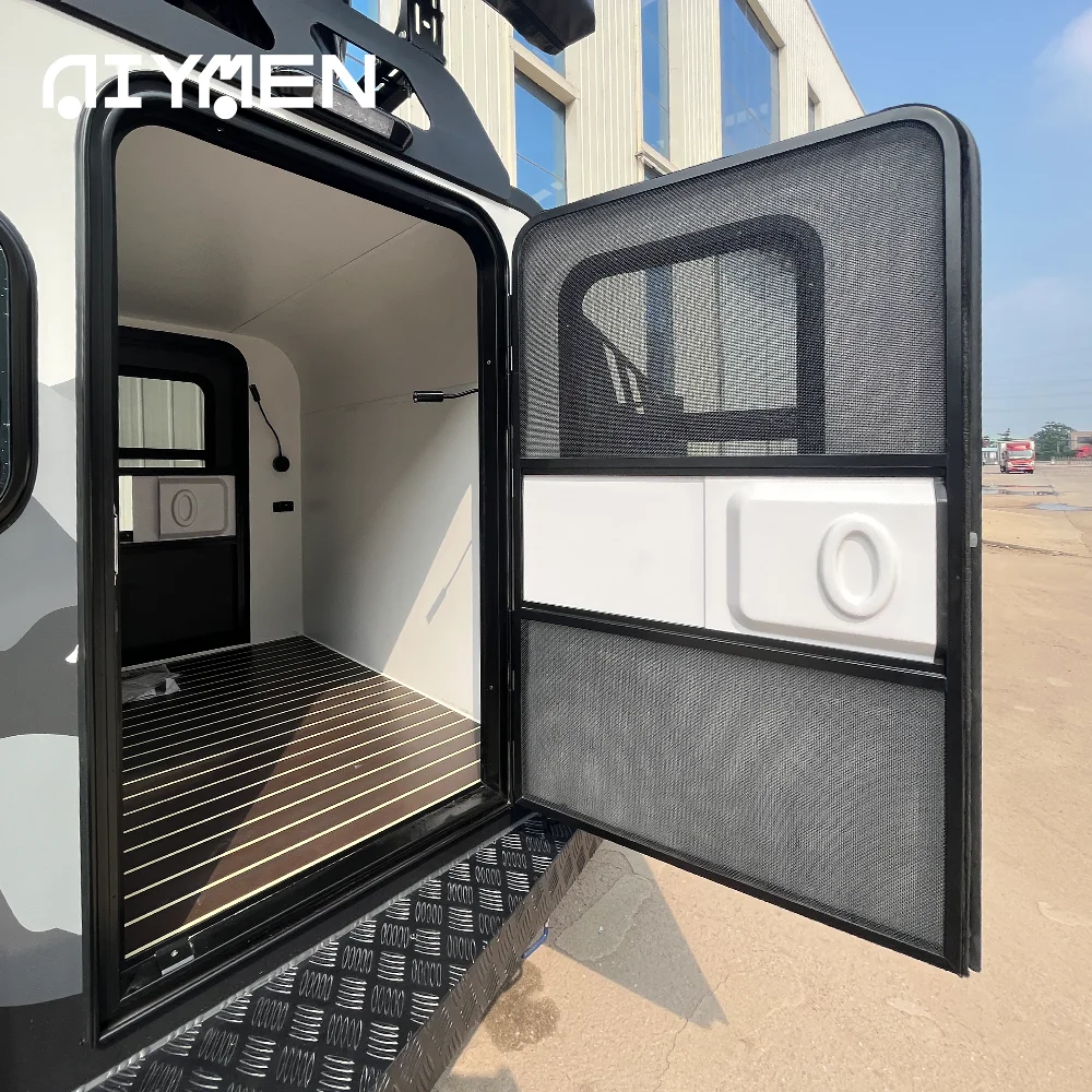 Luxury Mini Caravan Aluminium Material Outdoor Camping Fiberglass Offroad RV Travel Trailer with Independent Suspension