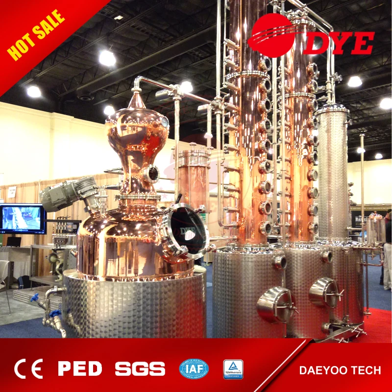 DYE 75% 96%abv spirits making machine copper distillery equipments for sale