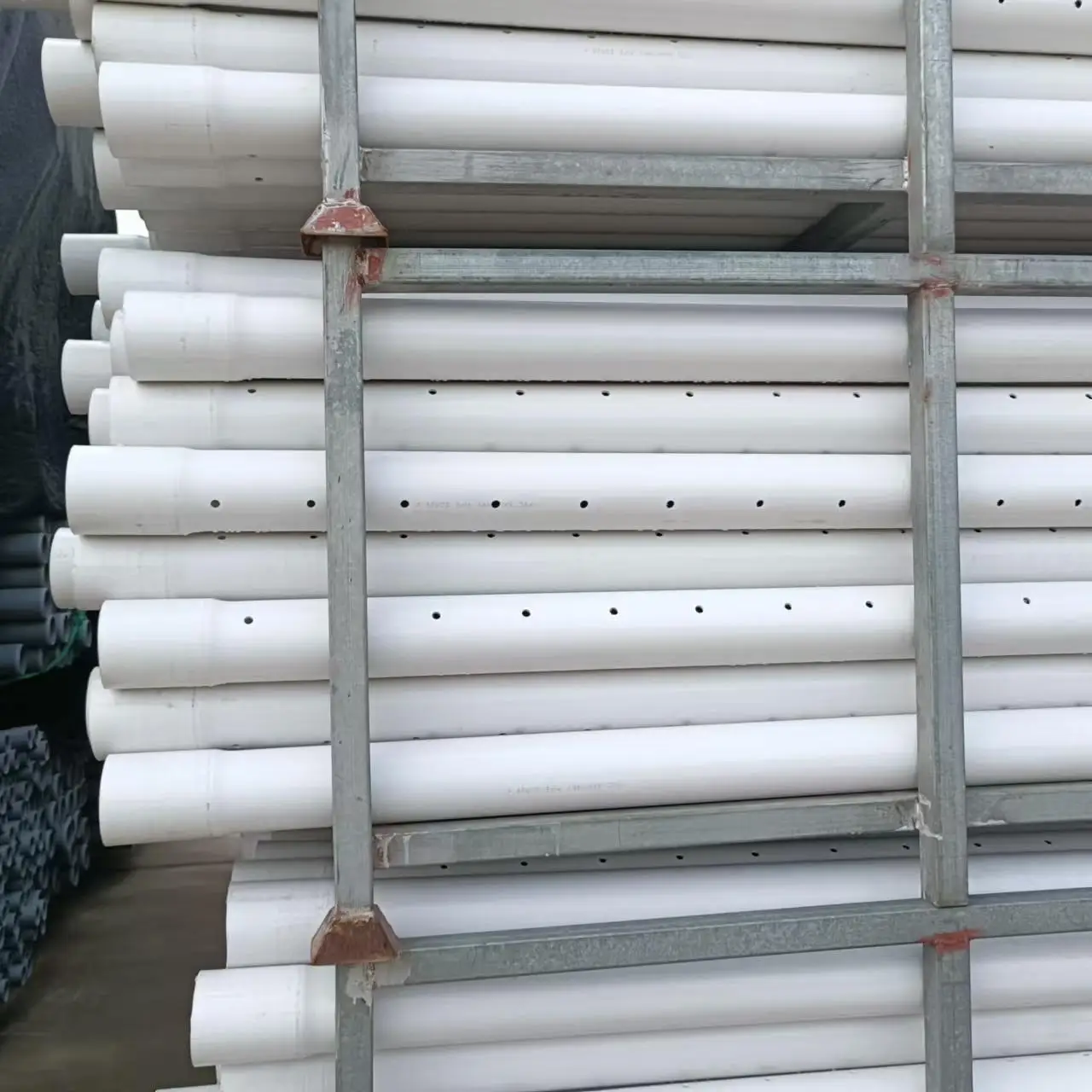 Factory Sale pvc pipe with holes perforated pipes for drainage 63 inch to 630 inch perforated drain pipe