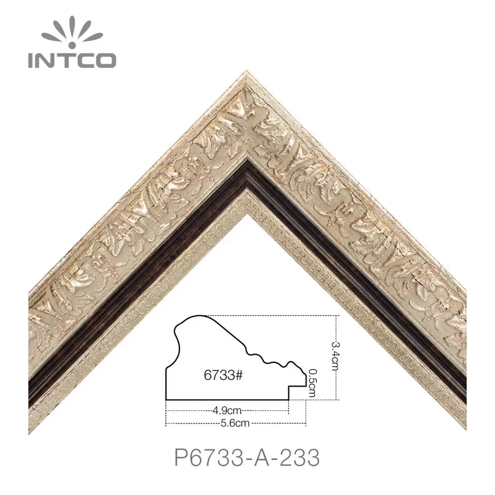 INTCO New Arrival  Factory Price Patina Antique Wood-like Decorative Painting Art Photo Mirror Picture Frame Moulding