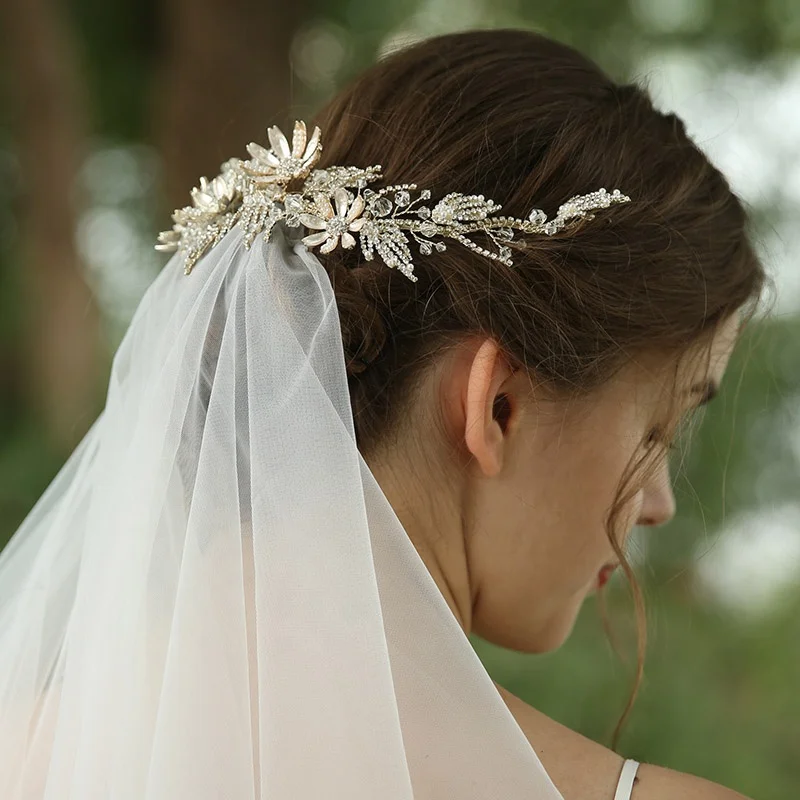 Fashion Hair Accessories Tiara Jewelry Flower Leaf Headband Bridal Hair Band for Wedding
