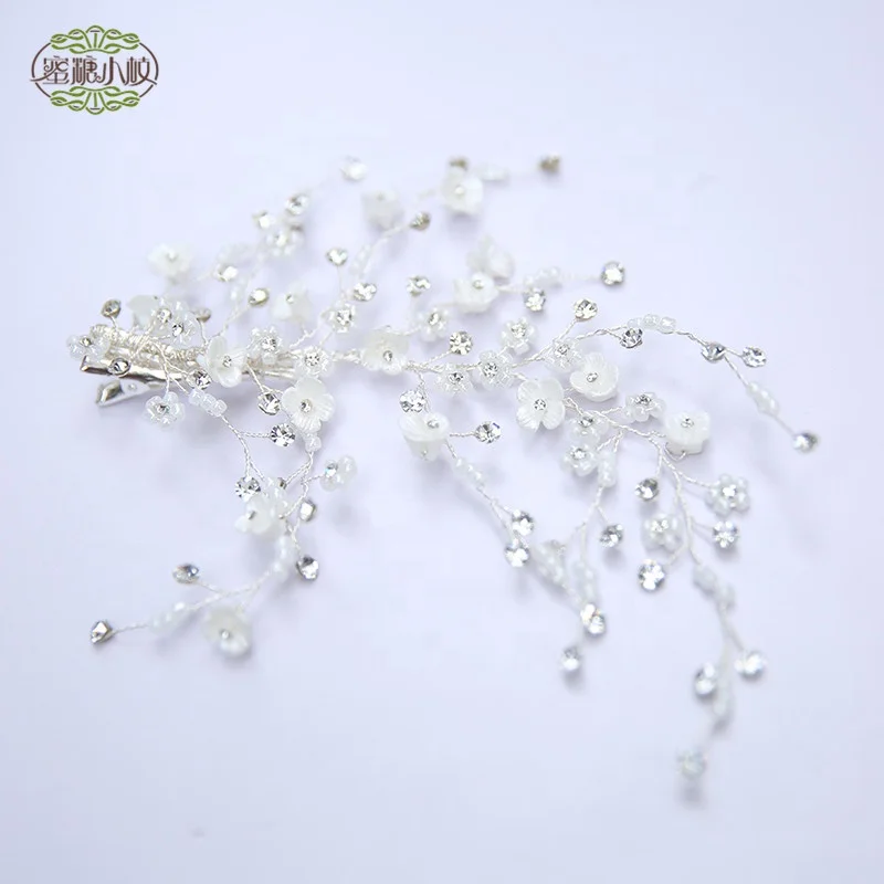 2019 Handmade Flowers Crystals Wedding Hair Jewelry Accessories Bridal Floral Hairband Hair Clips For Women