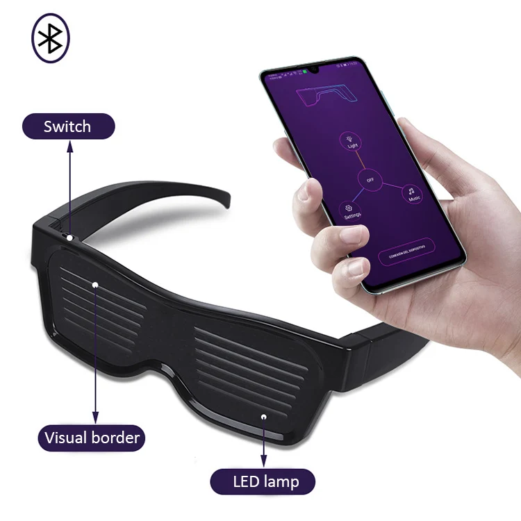 APP bt контролируемые DIY сообщения программируемые светодиодные очки для летнего события