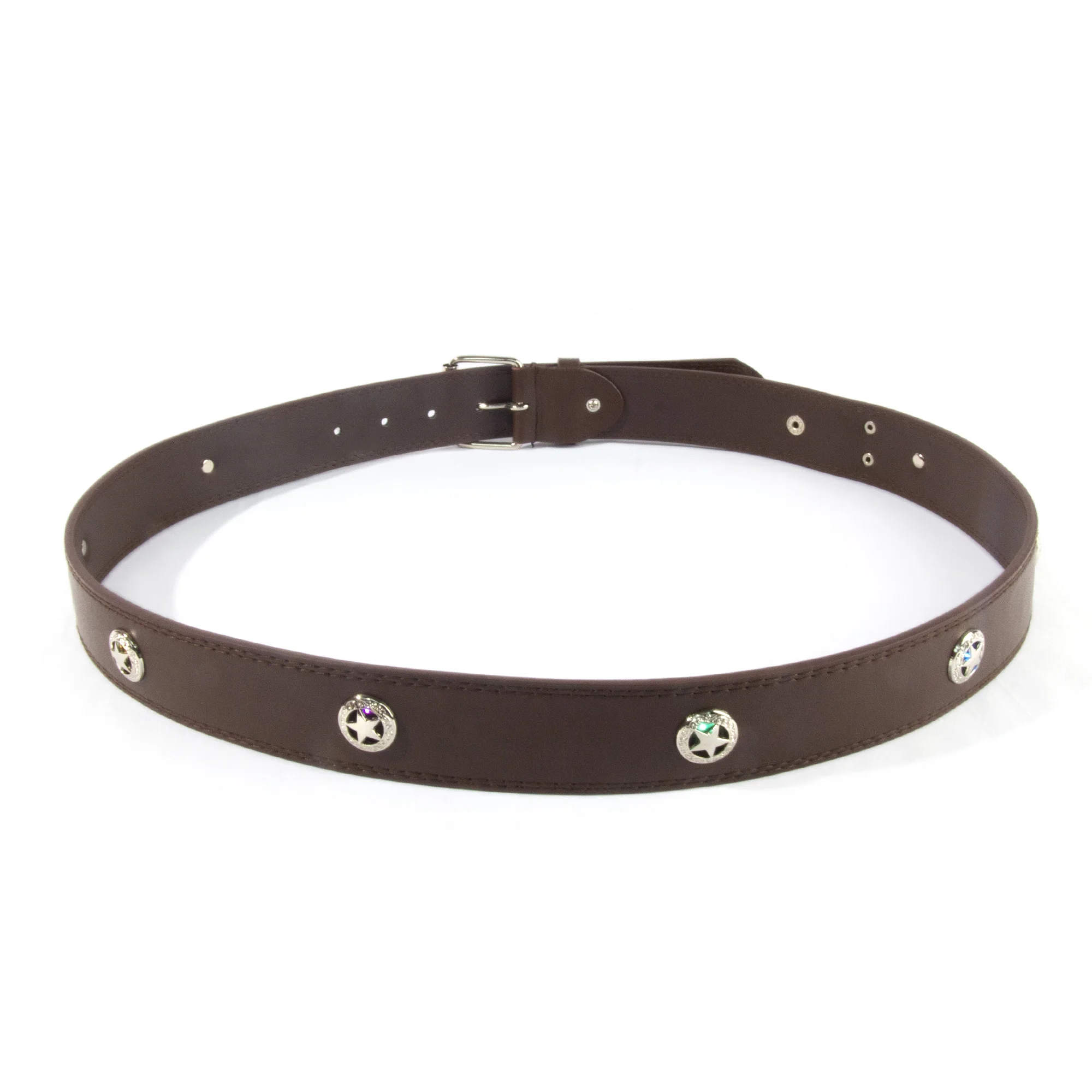 Trendy Hip Hop Cool Punk style Western Pants Belt Mens Metal Star Studded LED Leather Belt