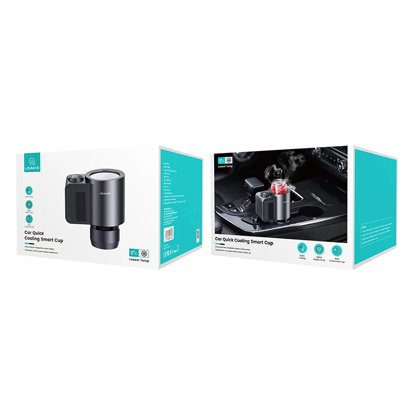 USAMS ZB230 Smart Car Cup Cooler автомобильный охлаждающий держатель для кружек со светодиодным дисплеем температуры и сенсорным управлением автомобиля/дома