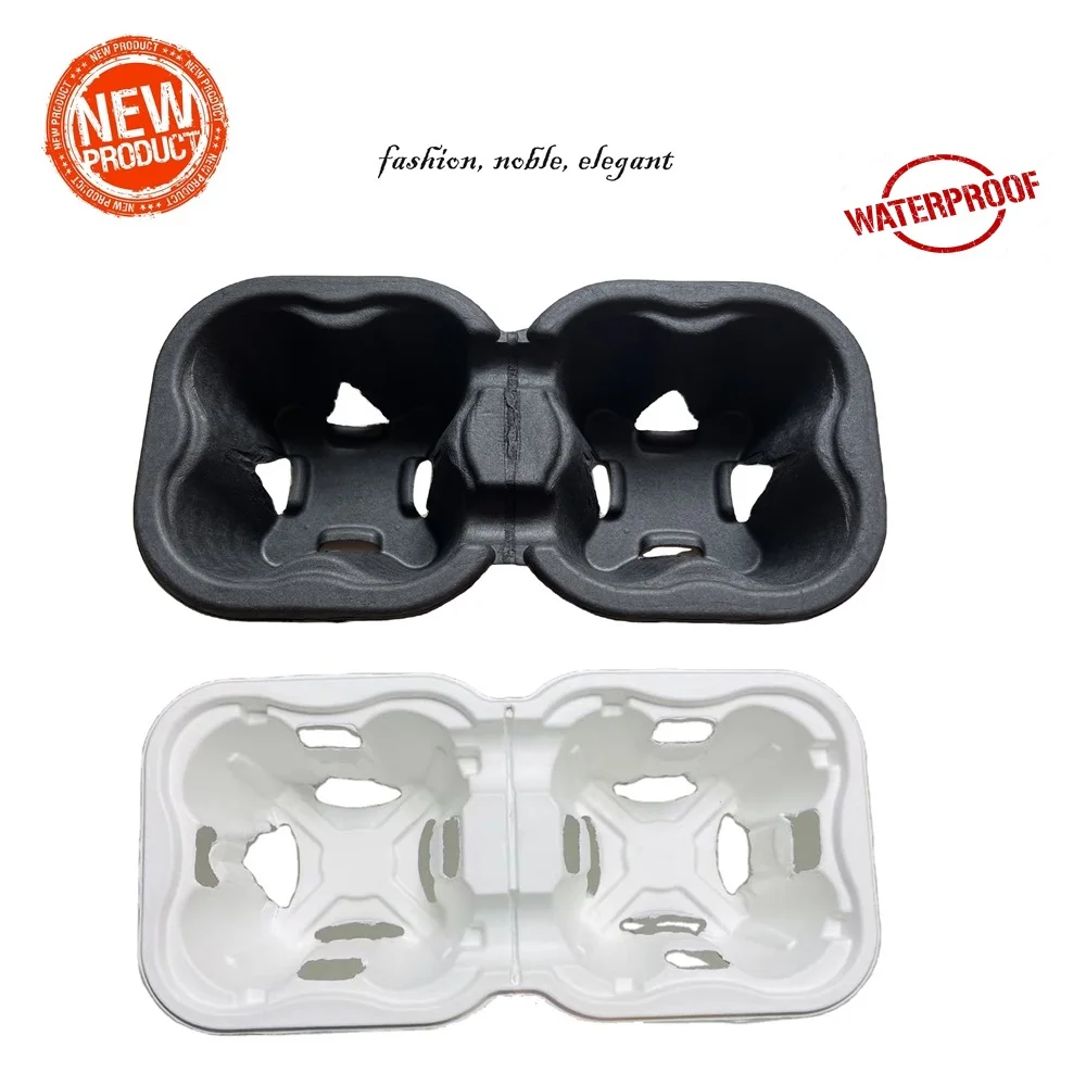 cup carrier Customized Cheap 100% Biodegradable Brown Hot Drink Craft Disposable  Cup Holder Tray Carrier Paper Cup Holder stock