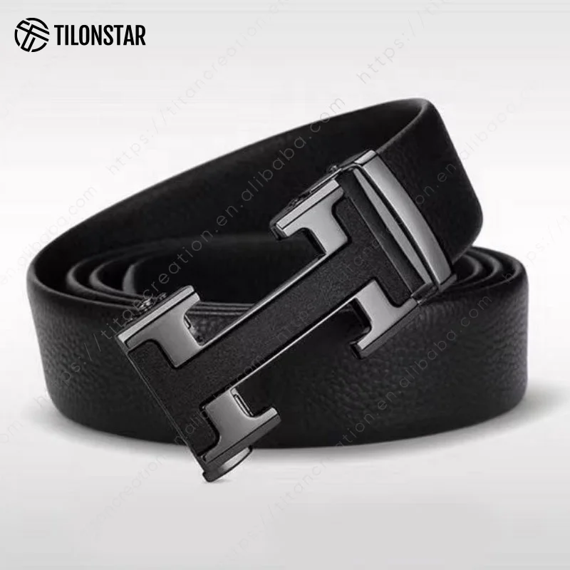 TILONSTAR TDY122 Men Fashion Light Automatic Buckle Belt Durable Cowhide Real Leather Belts For Business Or Daily Life