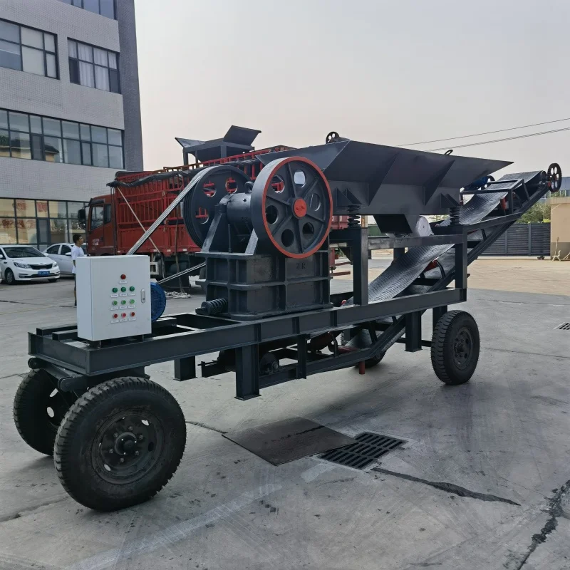 PE250X400 best -selling jaw crusher, equipped with feeder and belt conveyor