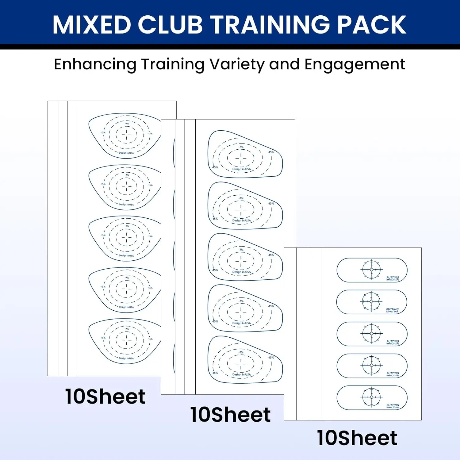 Golf Club Impact Tape Stickers Labels for Driver Woods Irons Putters Ball Hitting Recorder Training Aids for Swing Practice