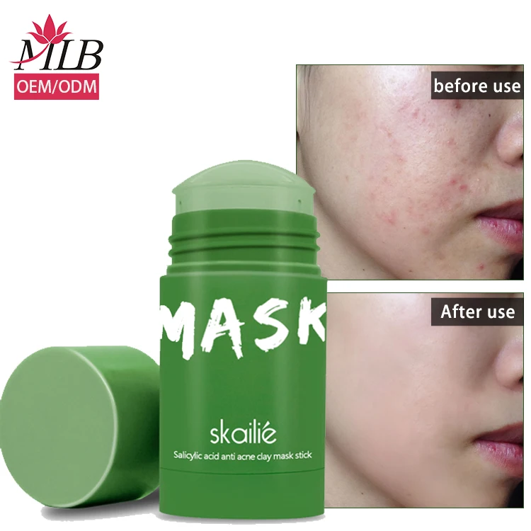 Private Label Face Clay Mask Facial Skin Care Matcha Green Tea Purifying Stick Mask Facial Clay Mud Solid Green Tea Mask Stick