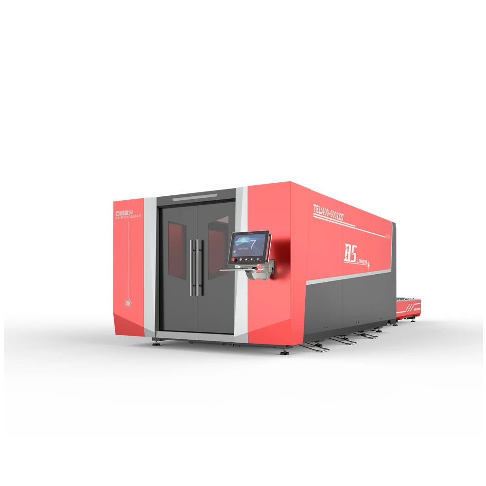 BAISHENG High power cnc laser 4000w cutting machine with protective cover