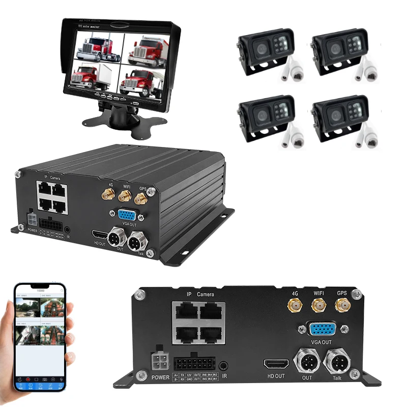 New 4CH RJ45 MDVR Digital Video Recorder School Bus 4G WIFI GPS Tracking System ADS DSM DMS BSD Mobile DVR for Cars