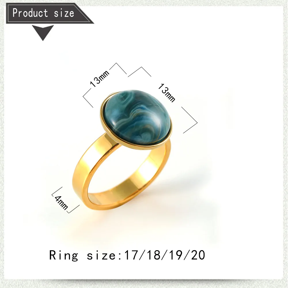 36PC/BOX Bohemia Vintage Natural Stone Gold Plating Ring Colorful Cat Eye Titanium Finger Men lady Stainless steel Rings