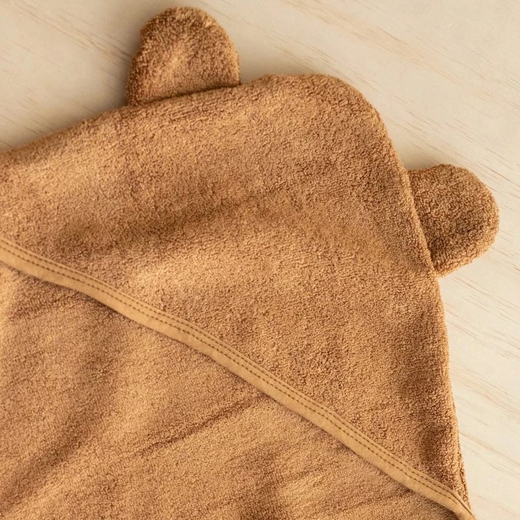 Ultra super soft 500gsm organic bamboo cotton absorbent terry cloth hooded baby bath towels for newborn infant